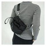 Women Shoulder Bag Nylon Waterproof Drawstring Messenger Bag 126