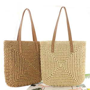 Straw Woven Beach Bag Large Capacity Shoulder Bag Paper Rope