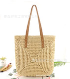 Straw Woven Beach Bag Large Capacity Shoulder Bag Paper Rope