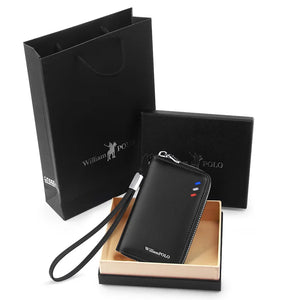 Men's Leather Key Bag Car Zipper Compact