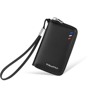 Men's Leather Key Bag Car Zipper Compact