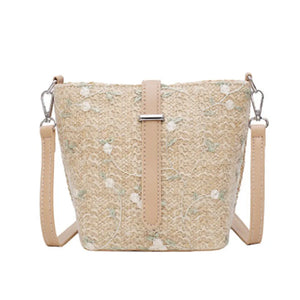 Embroidered Women Bag Holiday Beach Woven Bag Retro Wild Casual Straw Bag