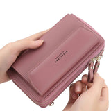 Women's Long Wallet Shoulder Bag Double Zipper Diagonal Multi-function Handbag