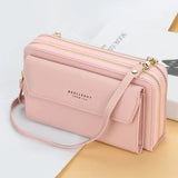 Women's Long Wallet Shoulder Bag Double Zipper Diagonal Multi-function Handbag