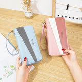 Women's Long Bump Stitching Zipper Tassel Handbag Purse