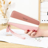 Women's Long Bump Stitching Zipper Tassel Handbag Purse
