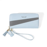 Women's Long Bump Stitching Zipper Tassel Handbag Purse