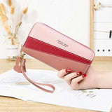 Women's Long Bump Stitching Zipper Tassel Handbag Purse