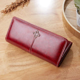 Vintage Oil Wax Leather Women's Wallet Long Purse