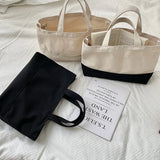 Large-Capacity Canvas Shoulder Bag with Creative Stitching