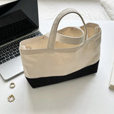 Large-Capacity Canvas Shoulder Bag with Creative Stitching