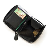 Pink Cowhide Leather Change Bag Short Purse with Zipper Pocket