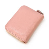 Pink Cowhide Leather Change Bag Short Purse with Zipper Pocket