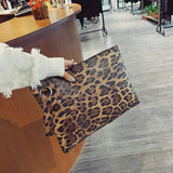 Leopard Clutch Bag Envelope Style Women's Leather Clutch