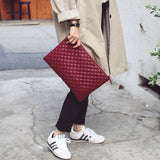 Leather Envelope Bag Wild Ling Grid Clutch Bag High-Capacity Bags