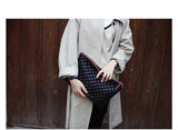 Leather Envelope Bag Wild Ling Grid Clutch Bag High-Capacity Bags