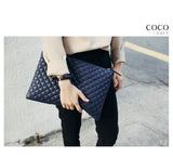 Leather Envelope Bag Wild Ling Grid Clutch Bag High-Capacity Bags