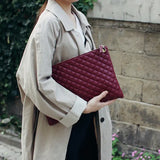 Leather Envelope Bag Wild Ling Grid Clutch Bag High-Capacity Bags