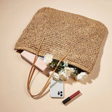Leisure Beach Bag Woven Straw Shoulder Crochet Ladies Bag
