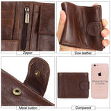 Men's Leather Wallet Short Cow Leather Clutch Bag Purse