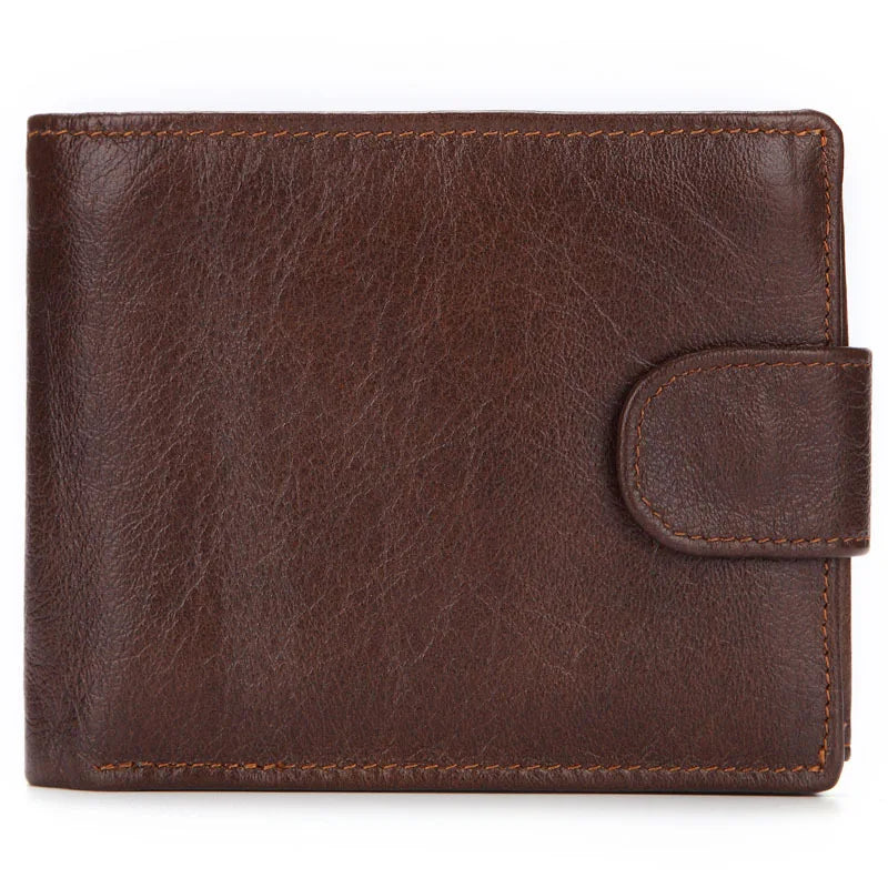Men's Leather Wallet Short Cow Leather Clutch Bag Purse