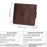 Men's Leather Wallet Short Cow Leather Clutch Bag Purse