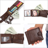 Men's Leather Wallet Short Cow Leather Clutch Bag Purse