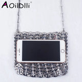 Metal Sequins DIY Phone Lipstick Messenger Bag