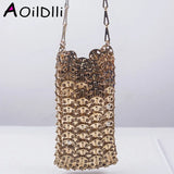 Metal Sequins DIY Phone Lipstick Messenger Bag