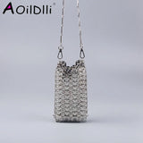 Metal Sequins DIY Phone Lipstick Messenger Bag