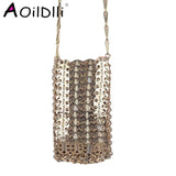 Metal Sequins DIY Phone Lipstick Messenger Bag