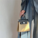 Fashionable Niche Contrast Mosaic Canvas Bag