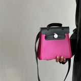 Fashionable Niche Contrast Mosaic Canvas Bag
