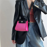 Fashionable Niche Contrast Mosaic Canvas Bag