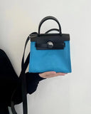 Fashionable Niche Contrast Mosaic Canvas Bag
