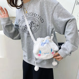 Cute Girl Plush Shoulder Bag Drawstring Doll Bag Women Small Shoulder Bag