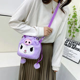 Cute Girl Plush Shoulder Bag Drawstring Doll Bag Women Small Shoulder Bag