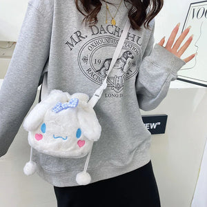 Cute Girl Plush Shoulder Bag Drawstring Doll Bag Women Small Shoulder Bag