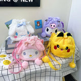 Cute Girl Plush Shoulder Bag Drawstring Doll Bag Women Small Shoulder Bag