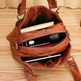 PU Leather Retro Boston Bag Light Travel Portable Large Capacity