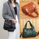 PU Leather Retro Boston Bag Light Travel Portable Large Capacity