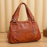 PU Leather Retro Boston Bag Light Travel Portable Large Capacity