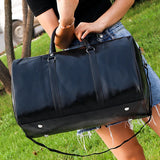 PU Travel Bag Large Capacity Cylinder Sports Fitness Bag