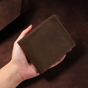 Vintage Men's Leather Wallet with Cowhide Clip
