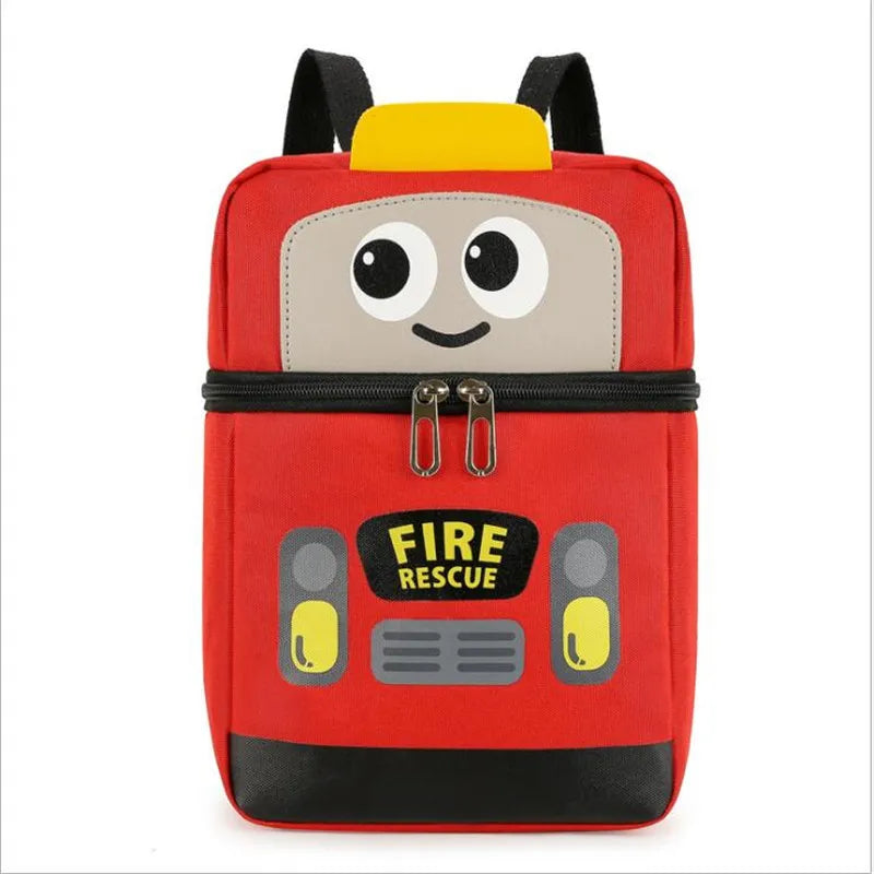 Cartoon Car Canvas Schoolbag for Boys 2-6 Years