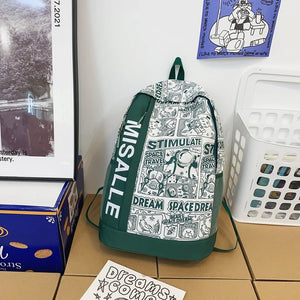 Graffiti School Backpack Large Capacity College Students Bookbag