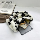 Flower Heart Print Shoulder Bag Plush Handbags Women Autumn Winter