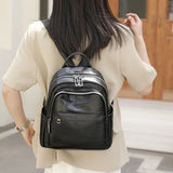 Retro Ladies Backpack Soft Leather School Bag