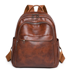 Retro Ladies Backpack Soft Leather School Bag