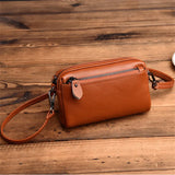 Solid Leather Small Bag Messenger Bag Female Bag Handbag